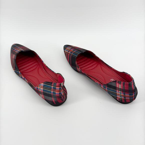 Sailing Lu Plaid Pointed Toe Flats Women’s Size Euro 37 US 6.5 Red & Black - Picture 4 of 9